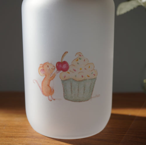 Cherry on top frosted glass tumbler