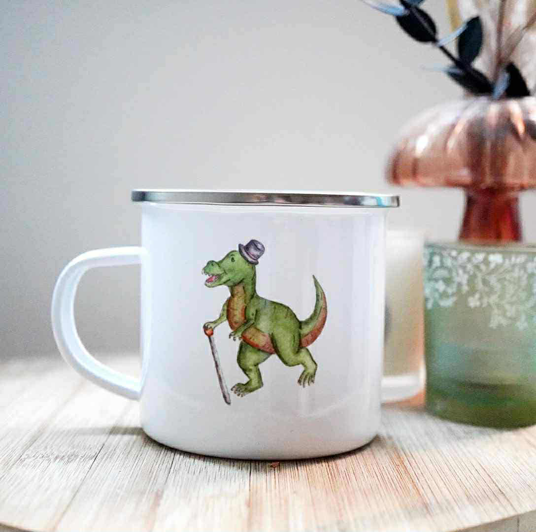Dapper Dino Enamel Mug